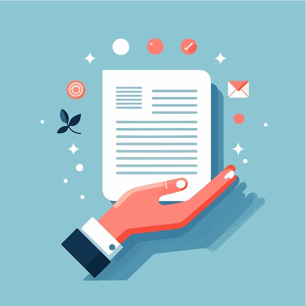illustration of blank paper and hands in flat design style