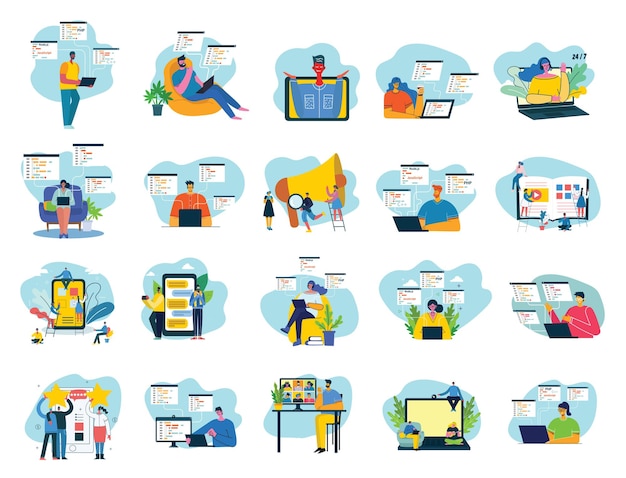 illustration of concept of Team work, Business and Start up design backgrounds.