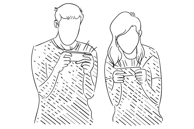 Illustration of couple playing difficult game together Concept of stress illustration Hand drawn vector illustration design