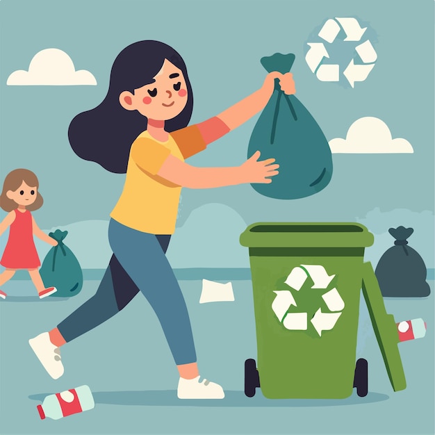 Illustration of someone who throws garbage in its place