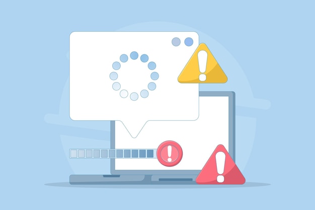 illustration of the concept of process or failure of progress or processing of failed installations