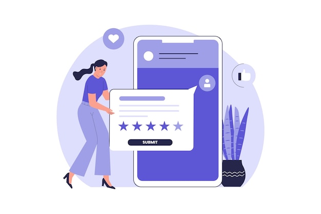 Illustration of User Giving Feedback via Chat on Mobile App