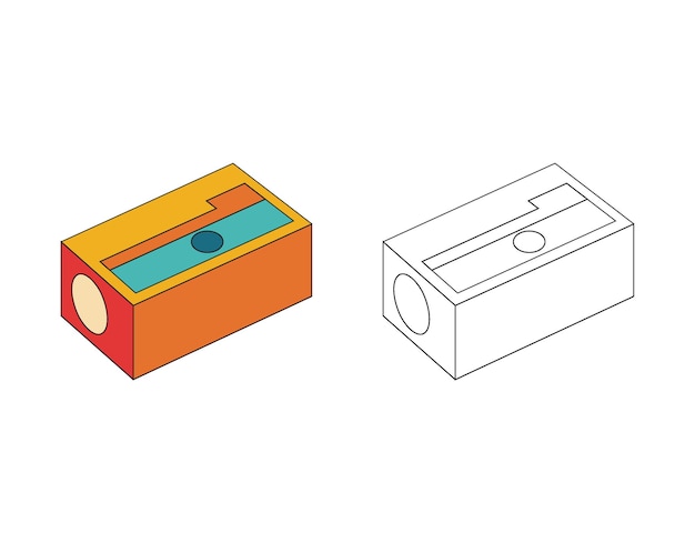 Illustration pencil shaving unique design retro line sketch with blank background