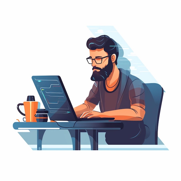 illustration programmer computer vector technology concept web digital design programming