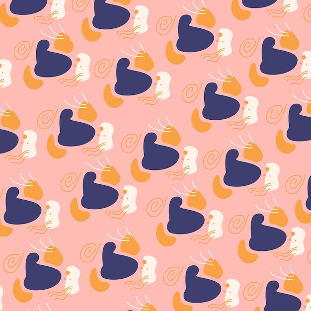 Illustration vector of abstract shapes fluid and line seamless pattern for background premium vector