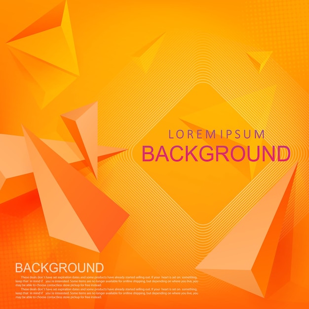 illustration with orange color gradient triangles with 3d effect square frame