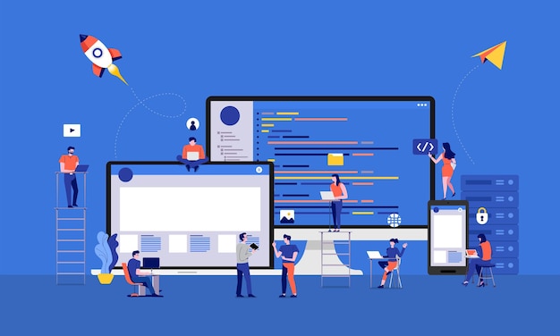 Illustrations design developer or programmer development code and website