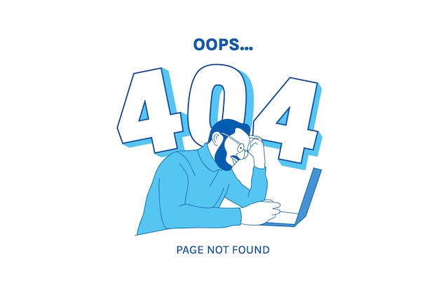 illustrations of frustrated expression business man for oops 404 error design concept landing page