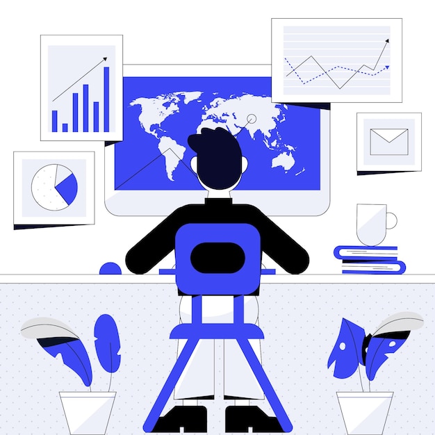 Illustrationsdesign av handlare i arbete
