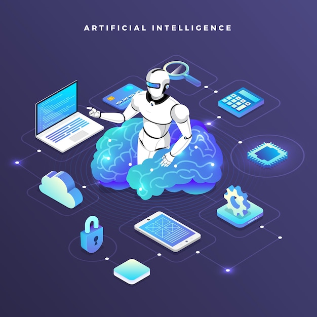 Illustrationskoncept artificiell intelligens AI