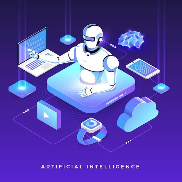 Illustrationskoncept artificiell intelligens AI