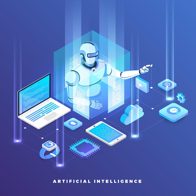 Illustrationskoncept – kunstig intelligens AI