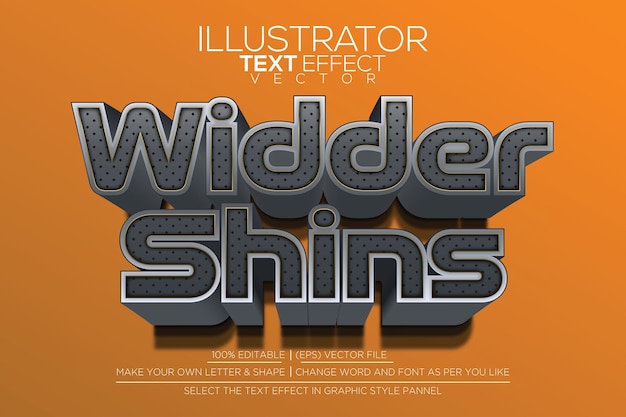 illustrator easy editable text effect widder shines