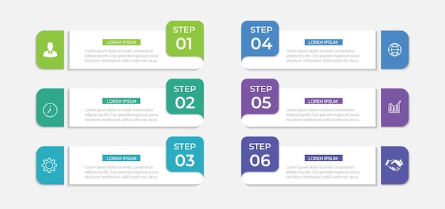 imeline infographic design element and number options Business concept with 6 steps