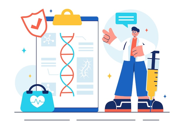Immunologist Vector Illustration Showing the Immune Protection System Helping People Fight Infections and Harmful Bacteria in a Flat Style Background