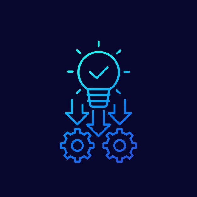 Implement linear icon, ideas execution concept