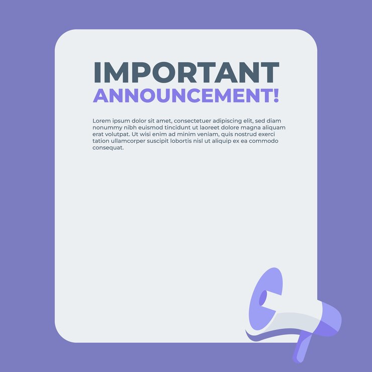 Important announcement speech bubbles illustration with megaphone Flat vector