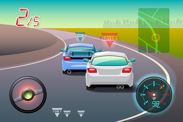 in game competition continue player used high speed car for win in racing game