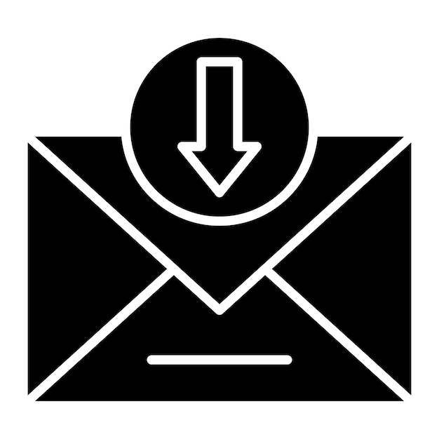 Inbox Glyph Solid Black Illustration