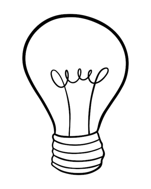 incandescent lamp electric artificial light source doodle linear cartoon