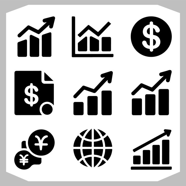 Income Growth and Economy Statistics Must Have Graph and Chart Icon Collection