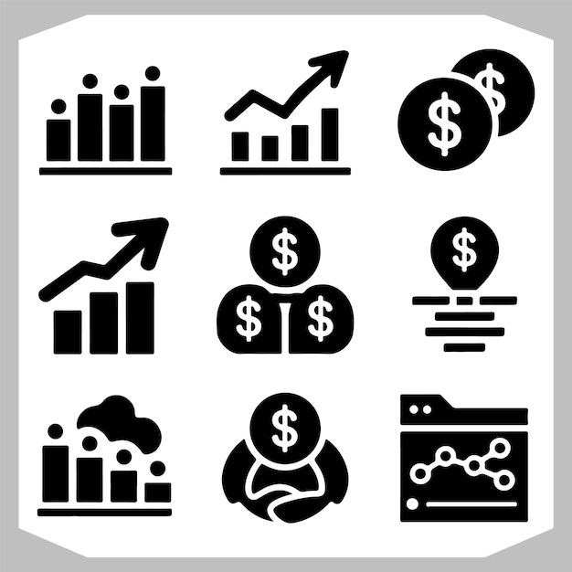Income Growth and Economy Statistics Must Have Graph and Chart Icon Collection
