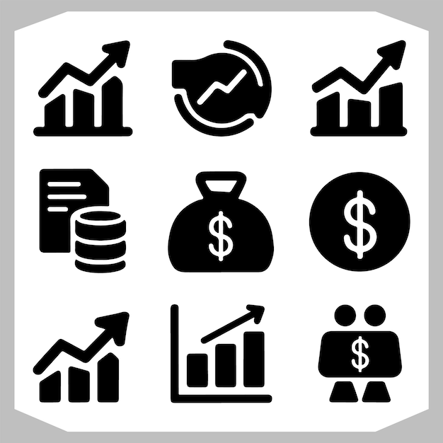 Income Growth and Economy Statistics Must Have Graph and Chart Icon Collection