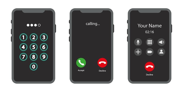 incoming phone screen screen interface. display keyboard. unlock screen. call screens.