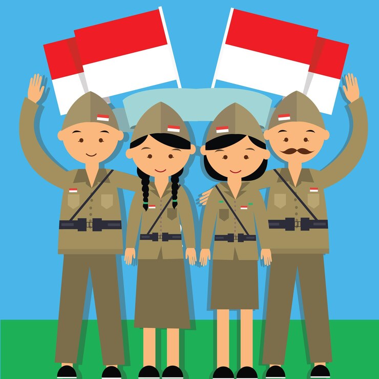 independence day hari pahlawan 17 agustus 1945 veteran indonesia fighter mowan in military uniform
