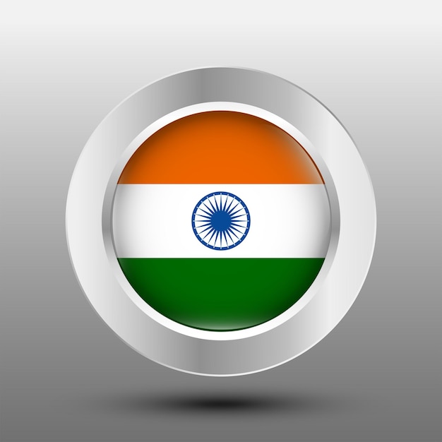 India round flag metal button background