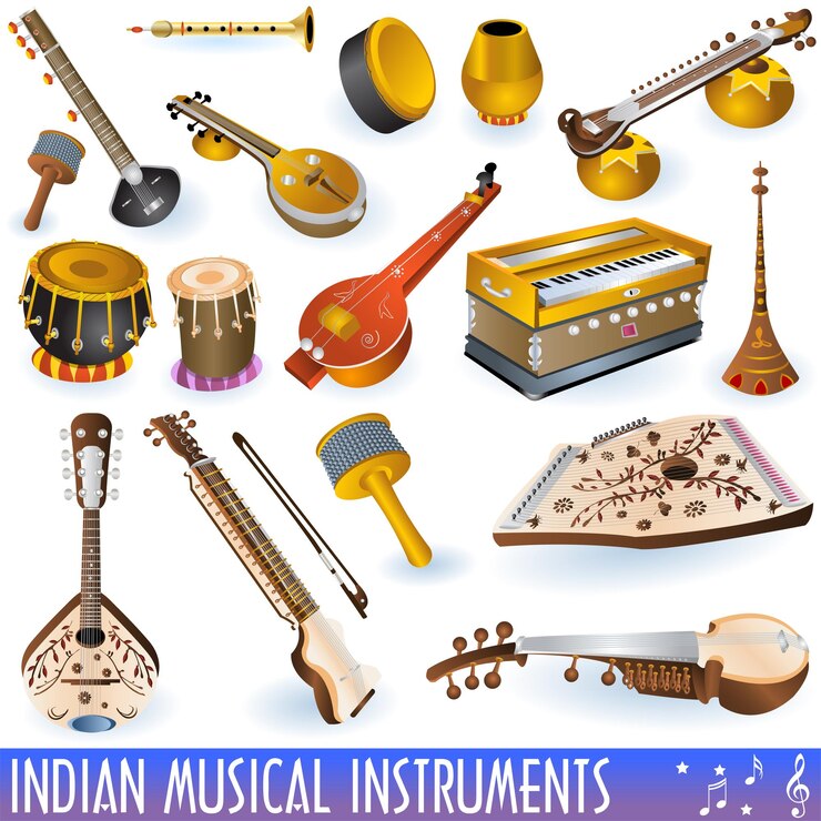 Vektör indian musical instruments illustration set design