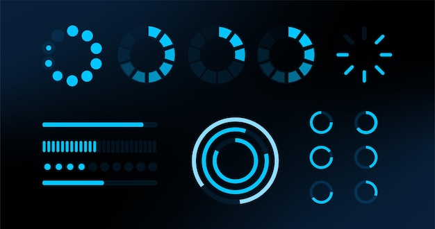 Indlæser hud elementer. Fremtidsrettet skabelon. Vektor design