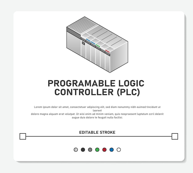 Industrial PLC Programable Logic Controller With Input and Output Simple Vector Editable Stroke