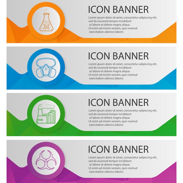 Industrial pollution banner templates set