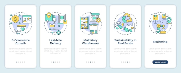 Industrial real estate trends onboarding mobile app screen