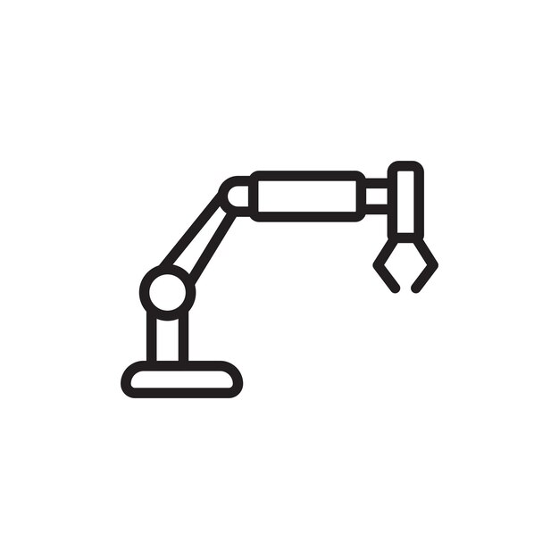 Industrial robot line icon isolated on white background