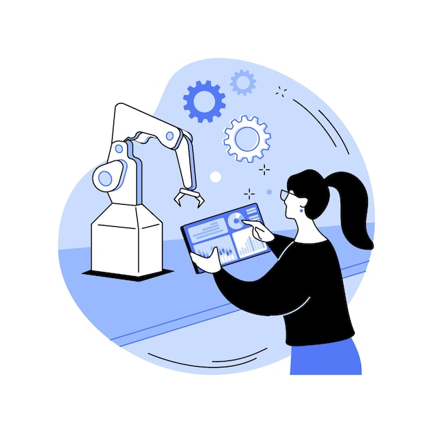 Industrial robotics isolated cartoon vector illustrations