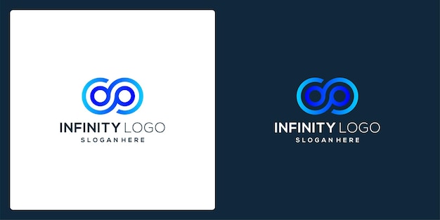 Infinite symbol shape with tech model and gradient color.