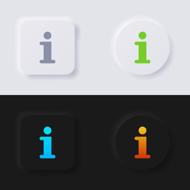 Info symbol button icon set Multicolor neumorphism button soft UI Design for Web design Application UI and more Button Vector