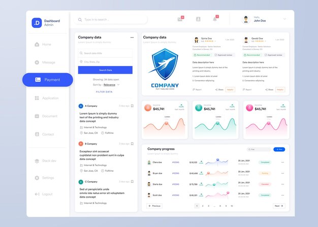 Infografik dashboard UI-design med grafer, diagrammer og weboverfladeskabelon