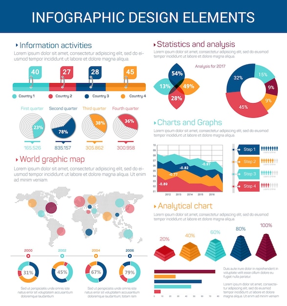 Infografik designelementer med kortgraf