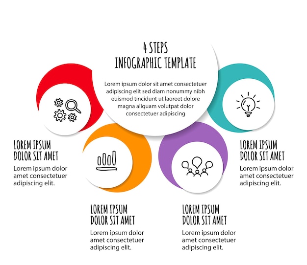 Infografik flödesschema designmall med 4 steg