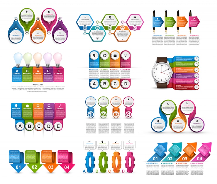 Vektör infografik koleksiyonu.