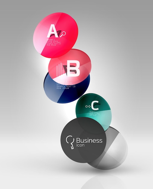 Infografik med glas cirkel. Vektorskabelonbaggrund til print workflow layout diagram nummerindstillinger eller webdesignbanner