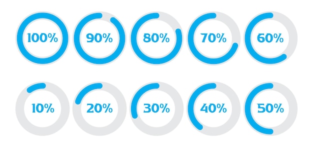 Infografik procentcirkel ikoner vektorillustration isolerad på vit bakgrund.