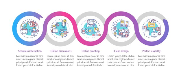Infografik skabelon om funktioner i telearbejds-app
