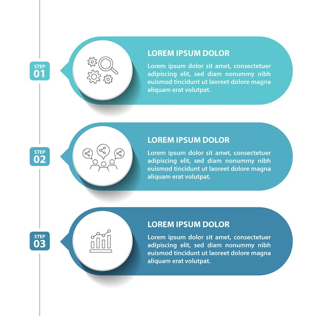 Infografikflowchartdesignskabelon med 3 trin