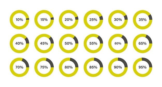 Infografisk cirkeldiagram sæt. Vektor illustration. Farverigt diagram med sektioner eller trin