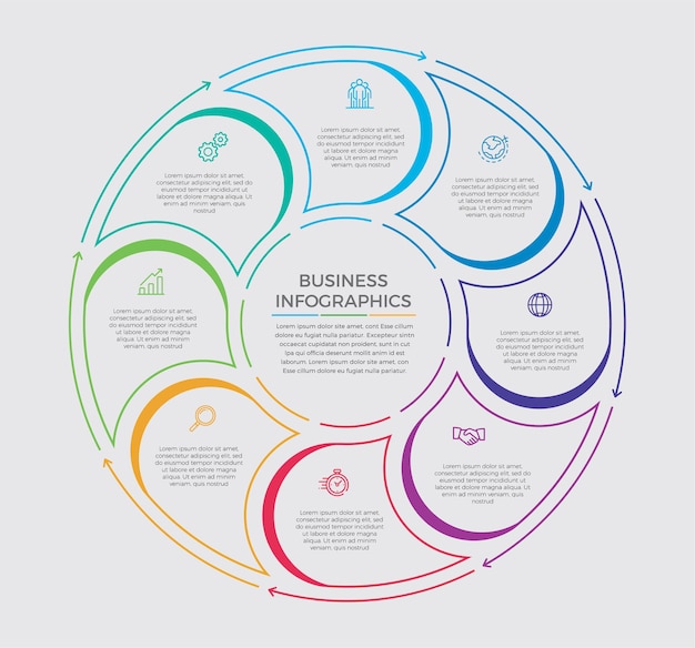 Infografisk design och marknadsföringsikoner. Affärsidé med 8 alternativ, steg eller processer.