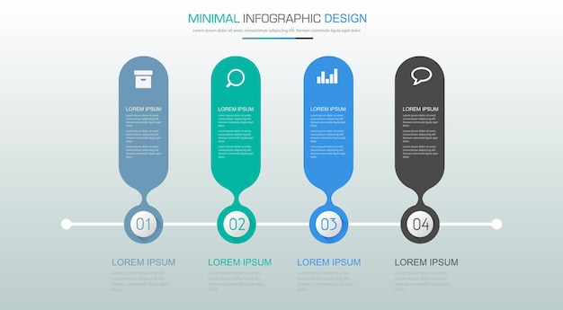 Infografiske elementer med virksomhedsikon cirkelproces eller trin og muligheder arbejdsgangsvektordesign